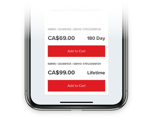 Screenshot of McGraw Hill eBook interface with chart denoting lengths of access between 180 Days and lifetime McGraw Hill电子书界面的截图,用图表表示180天和生命周期之间的访问长度
