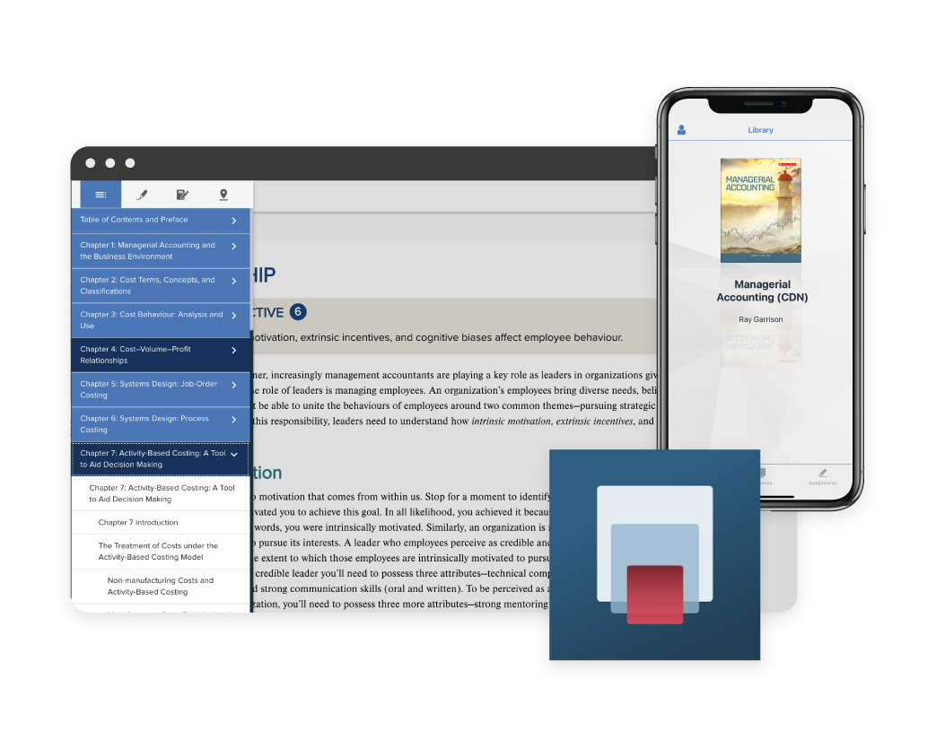 Screenshot of McGraw Hill eBook interface with chart denoting lengths of access between 180 Days and lifetime McGraw Hill ReadAnywhere App logo的电子图书界面的界面模型